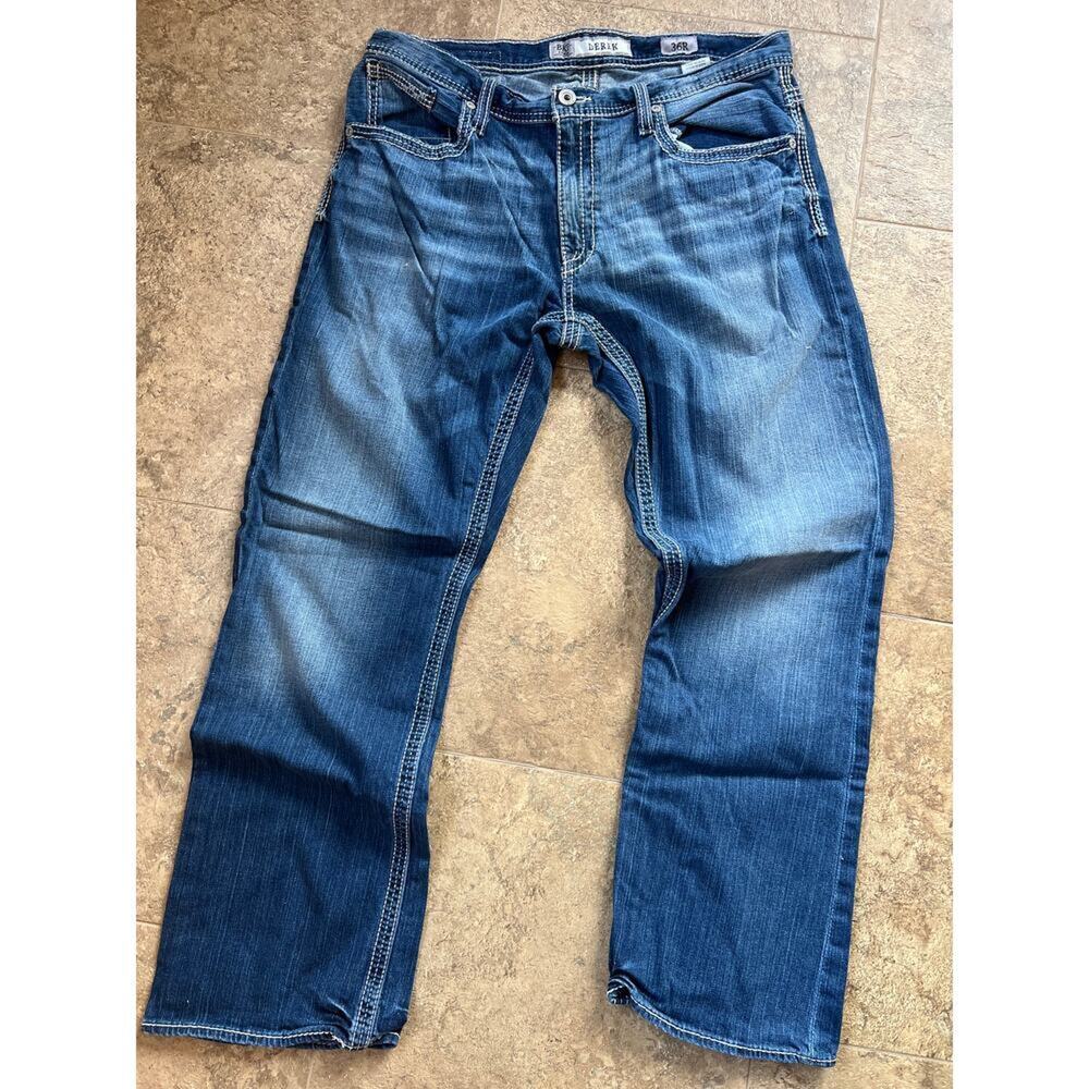 BKE DEREK Relaxed Fit Bootcut Low Rise Stretch Denim Jeans, Men's size 36R